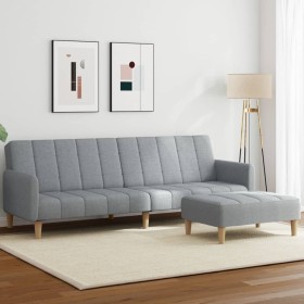 Sofá cama de 2 plazas con taburete tela gris claro de , Sofás - Ref: Foro24-3258088, Precio: 321,84 €, Descuento: %