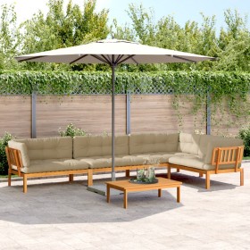 Set of garden pallet sofas and cushions 5 pieces acacia wood by , Outdoor sofas - Ref: Foro24-3209537, Price: 940,45 €, Disco...