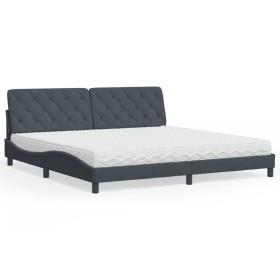 Cama con colchón terciopelo gris oscuro 200x200 cm de , Camas y somieres - Ref: Foro24-3208677, Precio: 525,99 €, Descuento: %