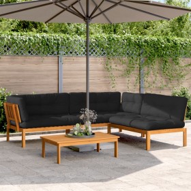 Garden pallet sofa set with 4 acacia wood cushions. by , Outdoor sofas - Ref: Foro24-3209502, Price: 622,99 €, Discount: %