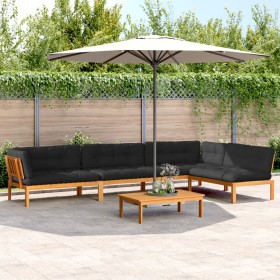 Set of garden pallet sofas and cushions 5 pieces acacia wood by , Outdoor sofas - Ref: Foro24-3209514, Price: 859,69 €, Disco...