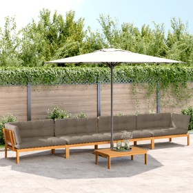 Set of garden pallet sofas and cushions 5 pieces acacia wood by , Outdoor sofas - Ref: Foro24-3209509, Price: 907,99 €, Disco...