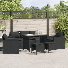 Gartensofa-Set, 6-teilig, mit schwarzen Kissen aus synthetischem Rattan. von , Gartensets - Ref: Foro24-3213549, Preis: 489,9...