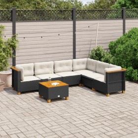 Gartensofagarnitur 7-teilig mit schwarzen Polstern aus synthetischem Rattan von , Gartensets - Ref: Foro24-3261863, Preis: 53...