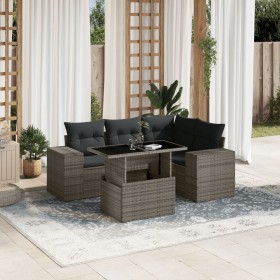 Gartensofagarnitur mit 5-teiligen Kissen aus grauem synthetischem Rattan. von , Gartensets - Ref: Foro24-3269140, Preis: 436,...