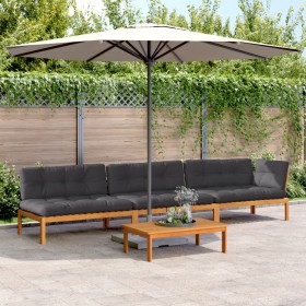 Garden pallet sofa set with 4 acacia wood cushions. by , Outdoor sofas - Ref: Foro24-3209451, Price: 639,59 €, Discount: %