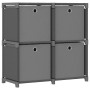 Estantería de 4 cubos con cajas de tela gris 69x30x72,5 cm de vidaXL, Librerías y estanterías - Ref: Foro24-322601, Precio: 3...