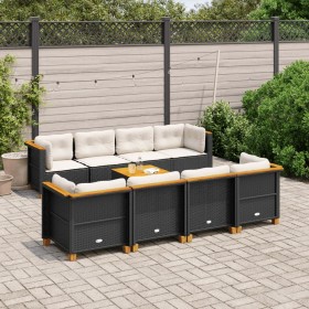 8-teiliges Gartensofa-Set mit schwarzen Kissen aus synthetischem Rattan. von , Gartensets - Ref: Foro24-3261767, Preis: 695,4...