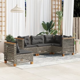 Garden sofa set with 5-piece synthetic rattan gray cushions by , Garden sets - Ref: Foro24-3261837, Price: 434,09 €, Discount: %