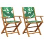 Garden chairs 2 units acacia wood and leaf print fabric by , Garden chairs - Ref: Foro24-367673, Price: 122,68 €, Discount: %