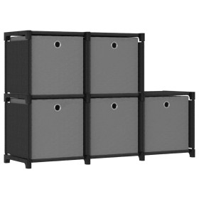 Estantería de 5 cubos con cajas de tela negro 103x30x72,5 cm de vidaXL, Librerías y estanterías - Ref: Foro24-322603, Precio:...