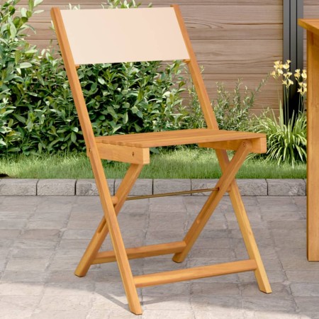 Bistro chairs 2 units solid acacia wood and beige fabric by , Garden chairs - Ref: Foro24-367684, Price: 88,15 €, Discount: %