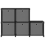 Estantería de 5 cubos con cajas de tela negro 103x30x72,5 cm de vidaXL, Librerías y estanterías - Ref: Foro24-322603, Precio:...