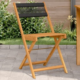 Bistro chairs 2 units solid acacia wood and black polypropylene by , Garden chairs - Ref: Foro24-367678, Price: 90,65 €, Disc...