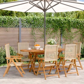 Reclining garden chairs 6 pcs PE rattan solid wood beige by , Garden chairs - Ref: Foro24-3214527, Price: 445,62 €, Discount: %