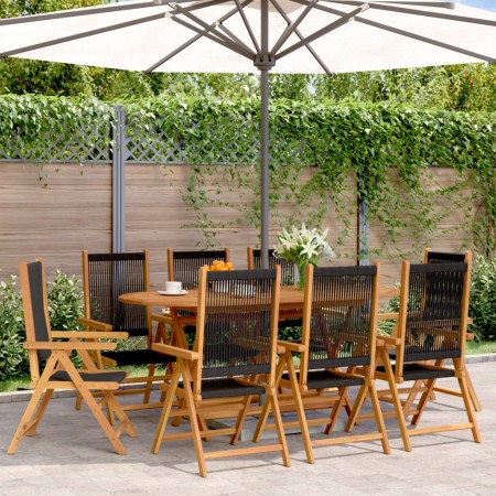 Reclining garden chairs 8 pcs solid acacia wood black by , Garden chairs - Ref: Foro24-3214531, Price: 640,61 €, Discount: %