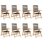 Reclining garden chairs 8 pcs solid acacia wood black by , Garden chairs - Ref: Foro24-3214531, Price: 640,61 €, Discount: %