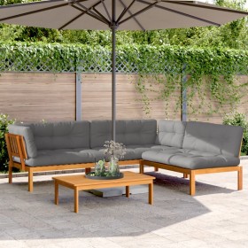 Garden pallet sofa set with 4 acacia wood cushions. by , Outdoor sofas - Ref: Foro24-3209500, Price: 603,99 €, Discount: %