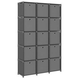 Estantería de 15 cubos con cajas de tela gris 103x30x175,5 cm de vidaXL, Librerías y estanterías - Ref: Foro24-322621, Precio...