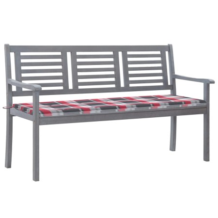 3-seater eucalyptus wood garden bench in gray with cushion, 150 cm by , garden benches - Ref: Foro24-3061063, Price: 209,80 €...