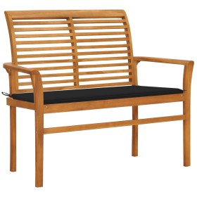 Solid teak wood garden bench with black cushion 112 cm by , garden benches - Ref: Foro24-3062656, Price: 145,24 €, Discount: %