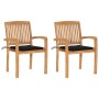 Garden chairs 2 units with cushions solid teak wood black by , Garden chairs - Ref: Foro24-3063259, Price: 250,30 €, Discount: %