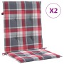 Garden chair cushion low backrest 2 units red checkered fabric by , Cushions for chairs and sofas - Ref: Foro24-314152, Price...