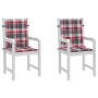 Garden chair cushion low backrest 2 units red checkered fabric by , Cushions for chairs and sofas - Ref: Foro24-314152, Price...