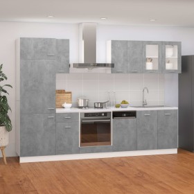 Kitchen furniture set 8 pieces engineered wood gray concrete by , Kitchen cabinets - Ref: Foro24-3067643, Price: 565,26 €, Di...