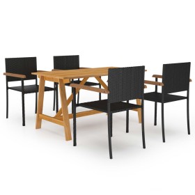 Juego de comedor para jardín 5 piezas negro de , Conjuntos de jardín - Ref: Foro24-3068764, Precio: 355,06 €, Descuento: %