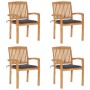 Stackable garden chairs, set of 4, made of teak wood with cushions. by , Garden chairs - Ref: Foro24-3073210, Price: 478,18 €...