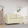 2-seater sofa with cream-colored synthetic leather cushions, 120 cm. by , Sofas - Ref: Foro24-3200984, Price: 239,08 €, Disco...