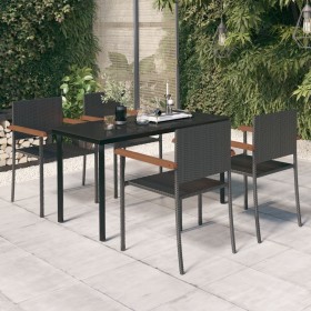 Juego de comedor de jardín 5 piezas negro de , Conjuntos de jardín - Ref: Foro24-3099415, Precio: 310,99 €, Descuento: %