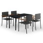 Juego de comedor de jardín 5 piezas negro de , Conjuntos de jardín - Ref: Foro24-3099415, Precio: 305,85 €, Descuento: %