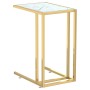 Small computer table with transparent glass top and white marble base, measuring 50x35x65cm. by , Side tables - Ref: Foro24-3...