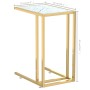 Small computer table with transparent glass top and white marble base, measuring 50x35x65cm. by , Side tables - Ref: Foro24-3...