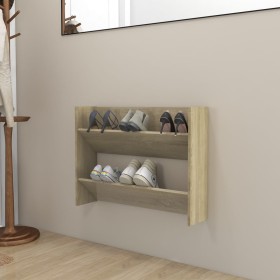 Wall-mounted shoe rack made of Sonoma oak plywood, 80x18x60 cm. by , Shoe racks and shoe organizers - Ref: Foro24-806747, Pri...