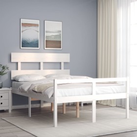 Cama para personas mayores con cabecero madera maciza blanco de vidaXL, Camas y somieres - Ref: Foro24-3195327, Precio: 157,1...