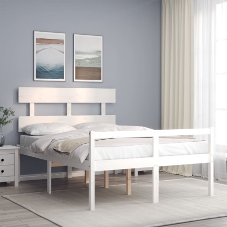 Cama para personas mayores con cabecero madera maciza blanco de vidaXL, Camas y somieres - Ref: Foro24-3195327, Precio: 157,2...