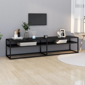 TV stand made of tempered glass in black marble color, measuring 180x40x40.5 cm. by , TV Furniture - Ref: Foro24-331725, Pric...