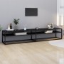 TV stand made of tempered glass in black marble color, 220x40x40.5 cm by , TV Furniture - Ref: Foro24-331733, Price: 144,16 €...