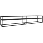 TV stand made of tempered glass in black marble color, 220x40x40.5 cm by , TV Furniture - Ref: Foro24-331733, Price: 144,16 €...