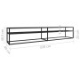 TV stand made of tempered glass in black marble color, 220x40x40.5 cm by , TV Furniture - Ref: Foro24-331733, Price: 144,16 €...