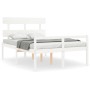 Cama para personas mayores con cabecero madera maciza blanco de vidaXL, Camas y somieres - Ref: Foro24-3195327, Precio: 157,2...