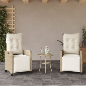 Sillones reclinables jardín con reposapiés 2 uds ratán PE beige de , Sillas de jardín - Ref: Foro24-365244, Precio: 249,31 €,...