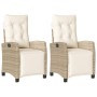 Sillones reclinables jardín con reposapiés 2 uds ratán PE beige de , Sillas de jardín - Ref: Foro24-365244, Precio: 249,13 €,...