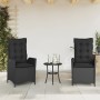 Reclining garden armchairs with 2 black synthetic rattan cushions by , Garden chairs - Ref: Foro24-365265, Price: 244,02 €, D...