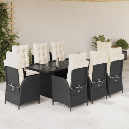 Set de comedor de jardín 9 pzas y cojines ratán sintético negro de , Conjuntos de jardín - Ref: Foro24-3213113, Precio: 1,00 ...