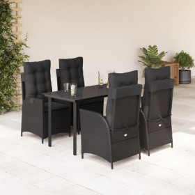 5-teiliges Gartenmöbel-Set mit Kissen synthetisches Rattan schwarz von , Gartensets - Ref: Foro24-3213187, Preis: 595,99 €, R...