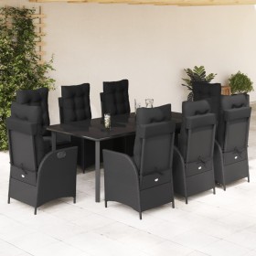 Set de comedor de jardín 9 pzas y cojines ratán sintético negro de , Conjuntos de jardín - Ref: Foro24-3213193, Precio: 1,00 ...